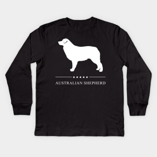 Australian Shepherd Dog White Silhouette Kids Long Sleeve T-Shirt